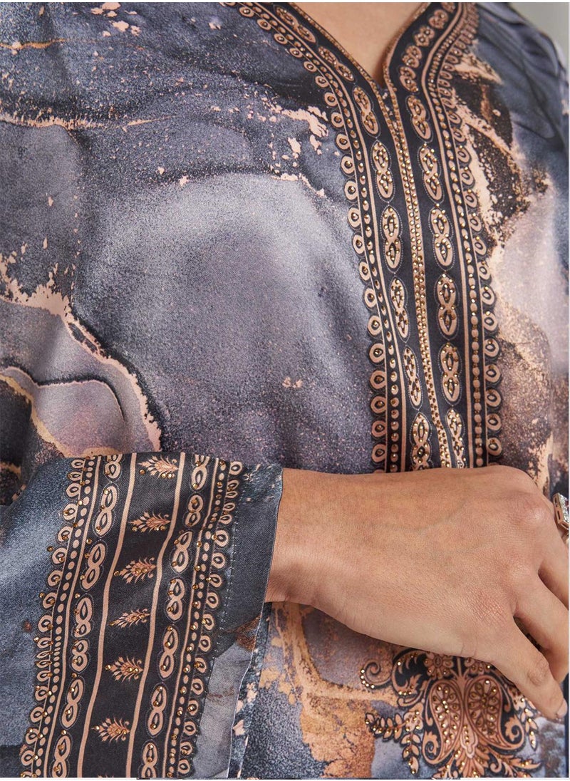 Marble Print Jalabiya