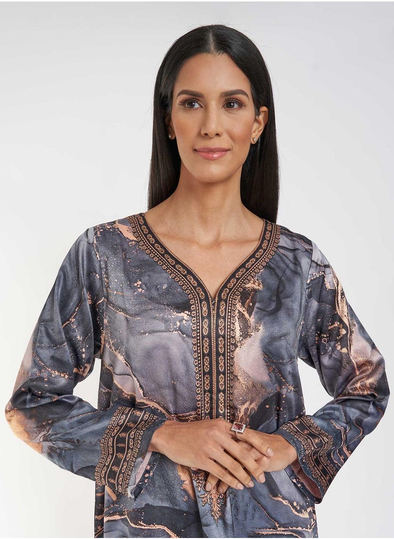 Marble Print Jalabiya