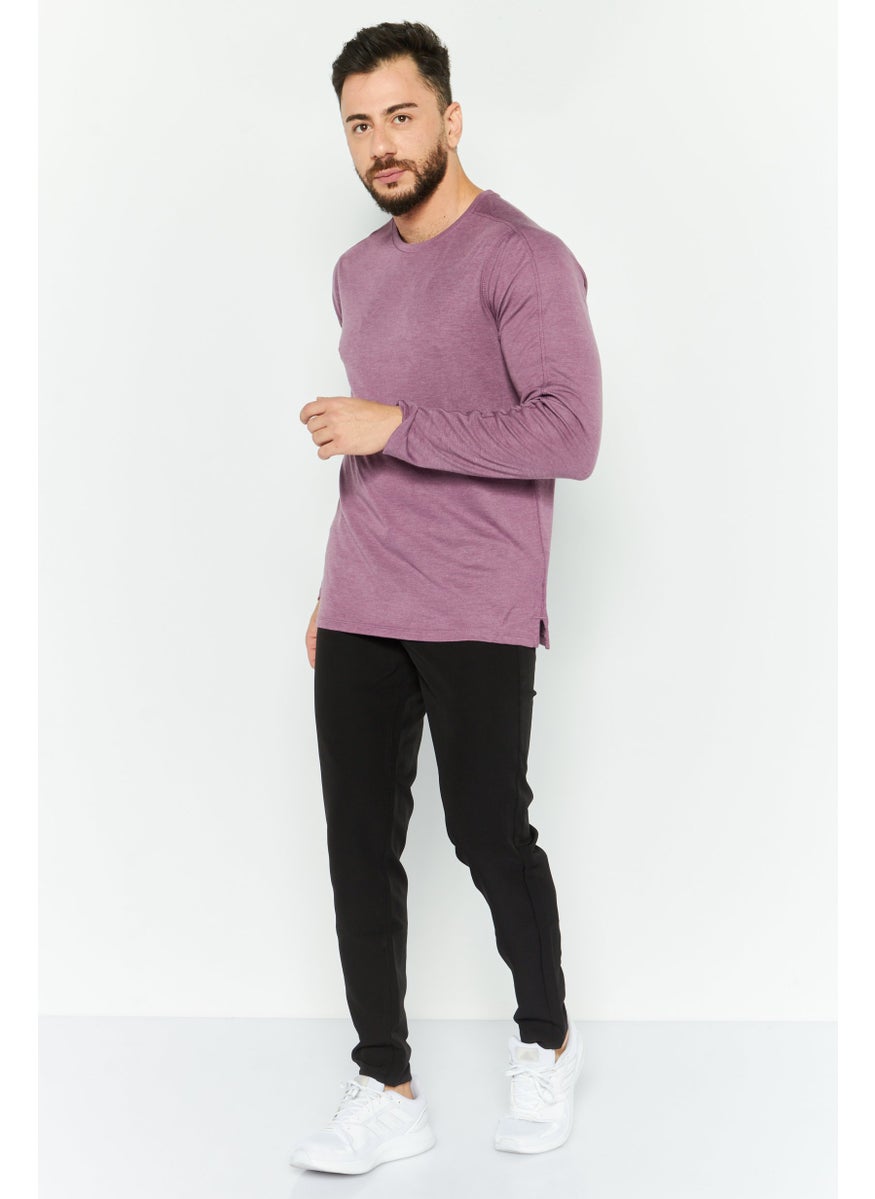 Men Sportswear Fit Long Sleeves Training T-Shirt, Mauve Heather