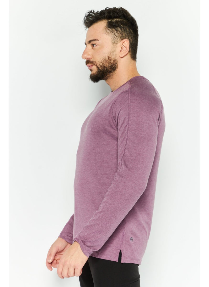 Men Sportswear Fit Long Sleeves Training T-Shirt, Mauve Heather