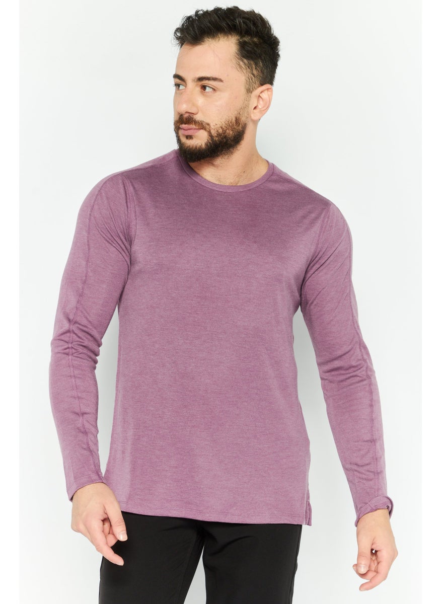 Men Sportswear Fit Long Sleeves Training T-Shirt, Mauve Heather