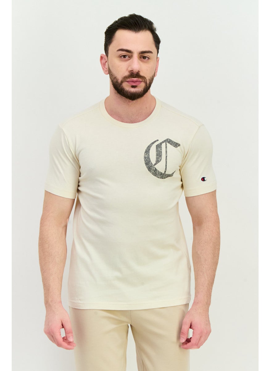 Men Sportswear Fit Short Sleeve Outdoor T-Shirt, Beige