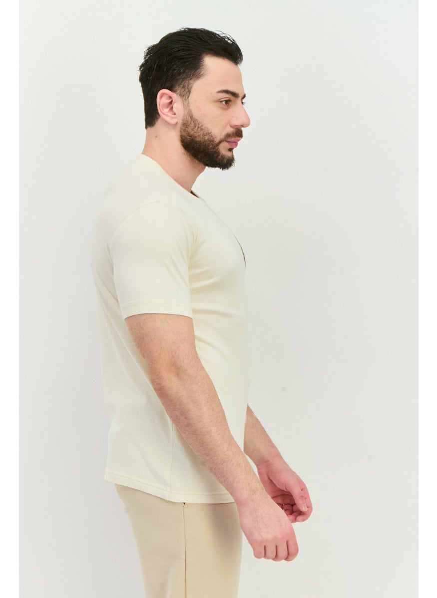 Men Sportswear Fit Short Sleeve Outdoor T-Shirt, Beige