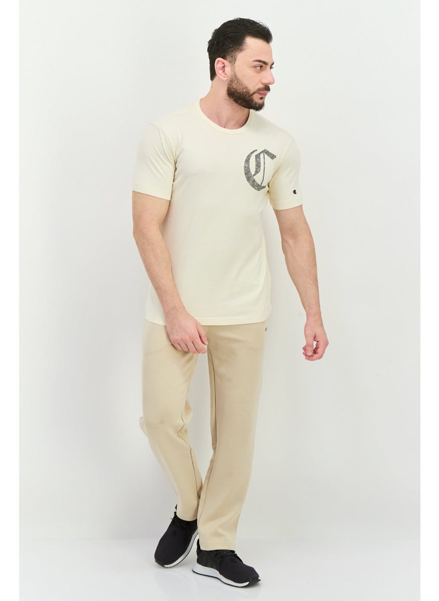 Men Sportswear Fit Short Sleeve Outdoor T-Shirt, Beige