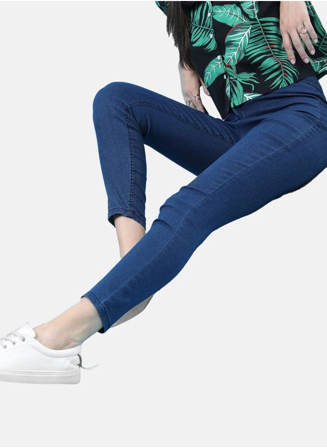 Women Super Skinny Solid High-Rise Denim Jeggings