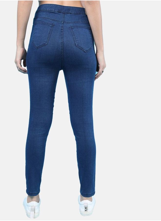 Women Super Skinny Solid High-Rise Denim Jeggings