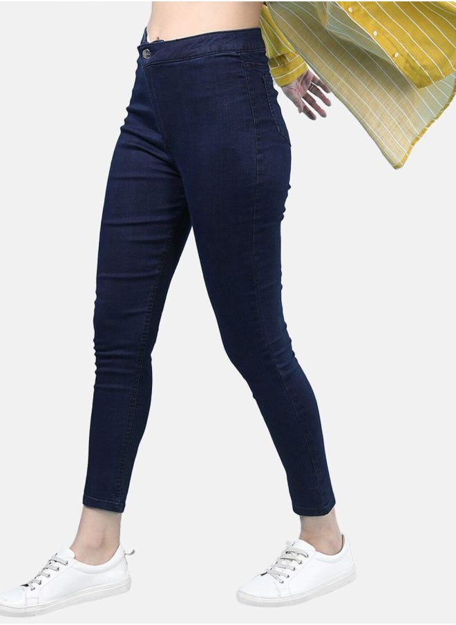 Women Super Skinny Solid High-Rise Denim Jeggings