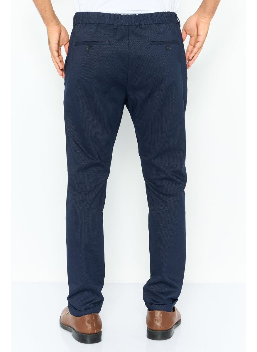 Men Regular Fit Solid Chino Pants, Blue Combo