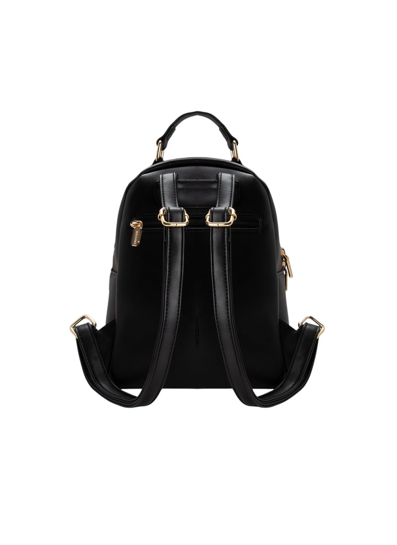 Quilted Top Handle Backpack Black