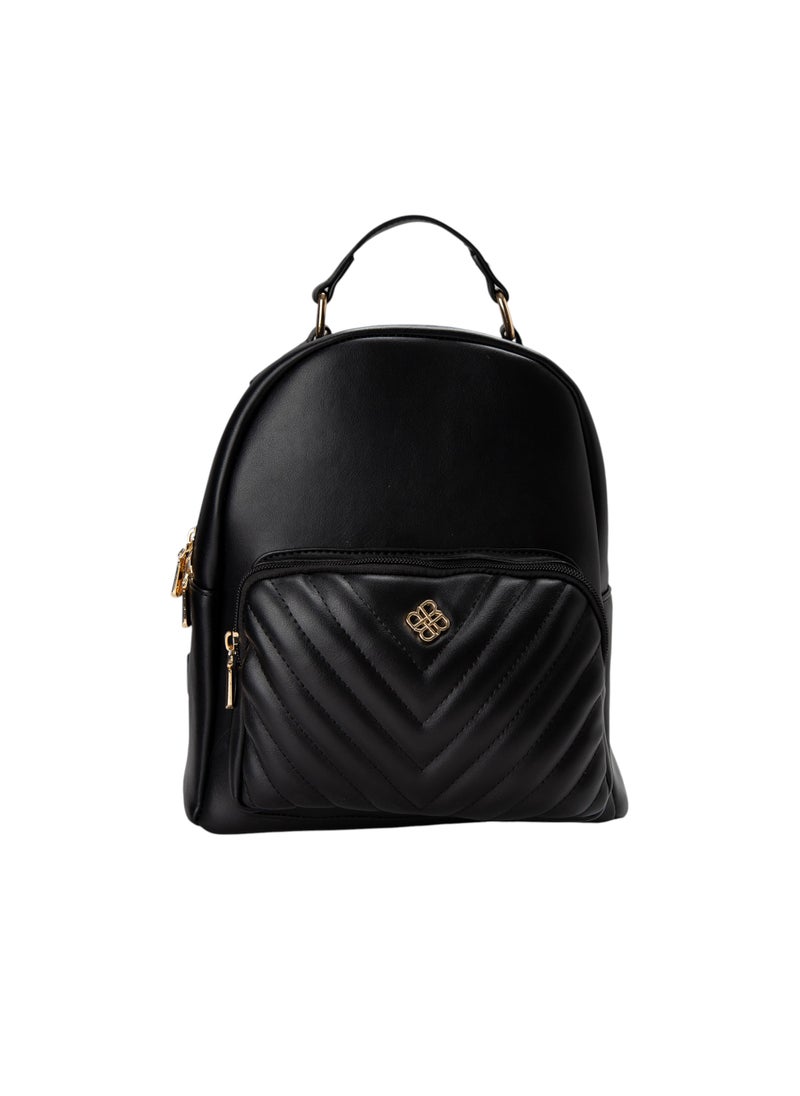 Quilted Top Handle Backpack Black