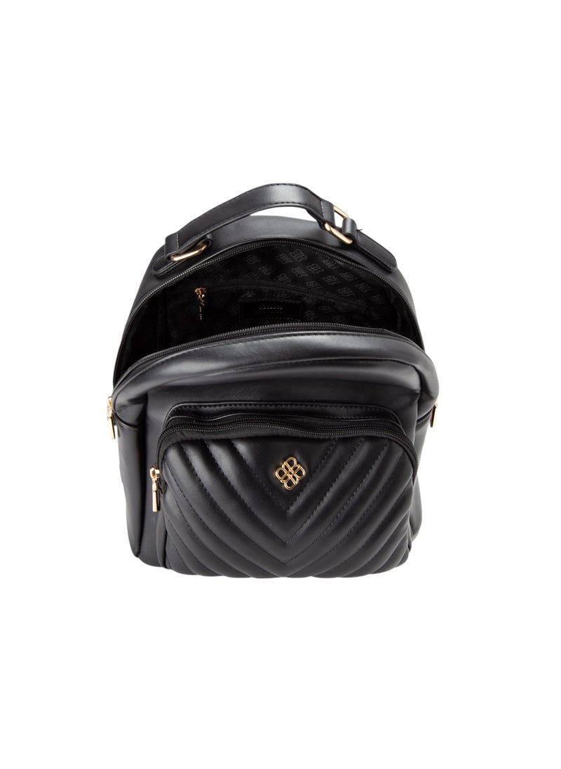 Quilted Top Handle Backpack Black