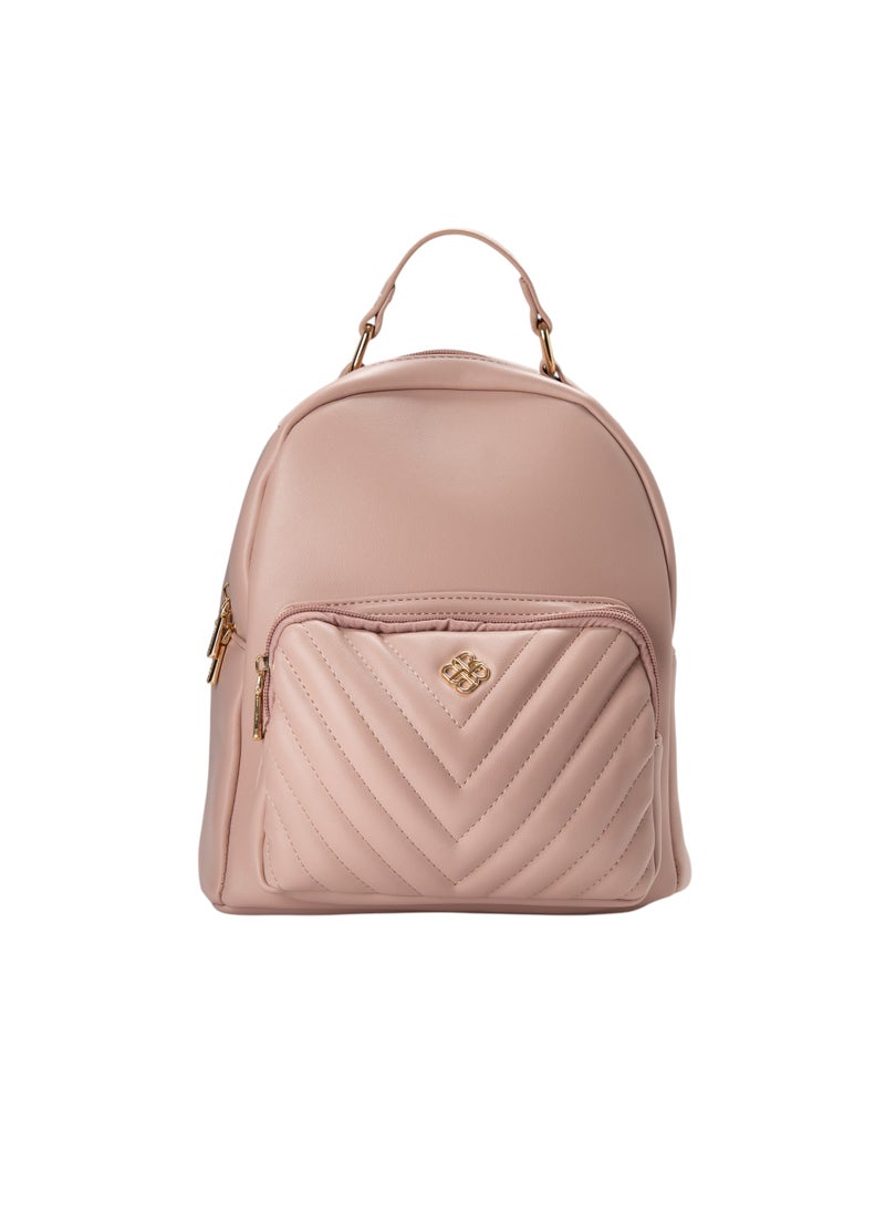 Quilted Top Handle Backpack Pink