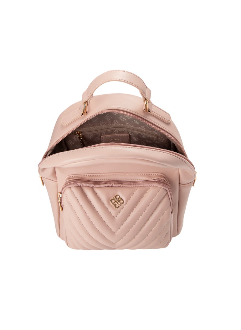 Quilted Top Handle Backpack Pink