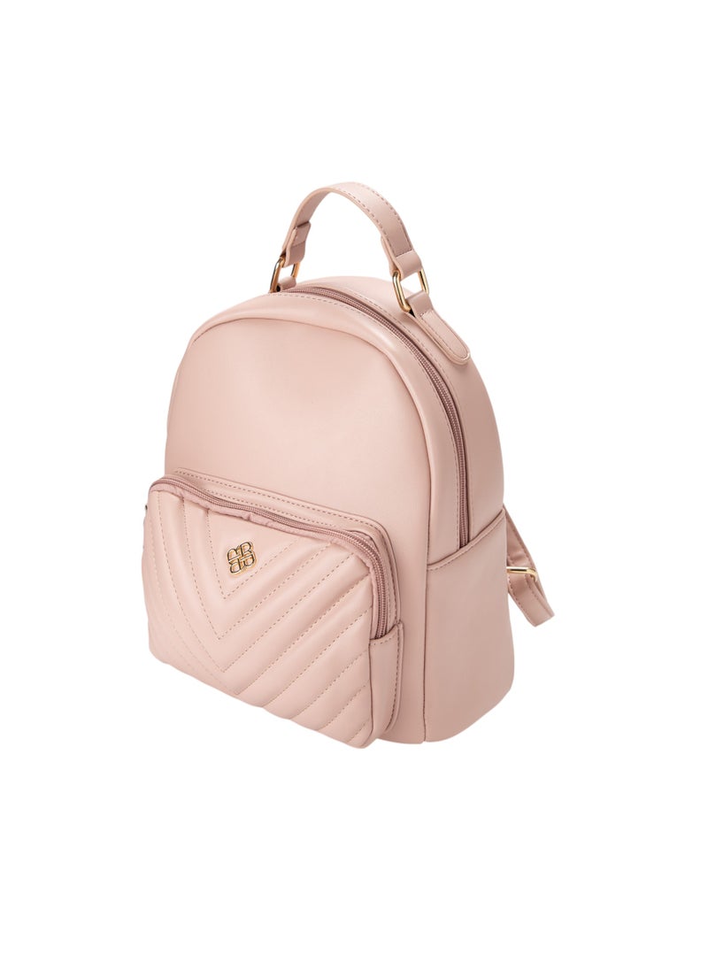 Quilted Top Handle Backpack Pink
