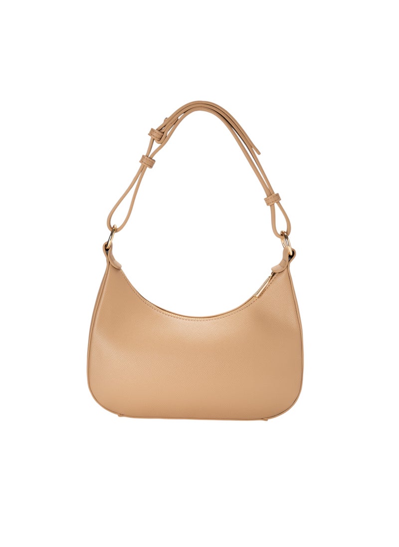 Textured Hobo Bag Beige