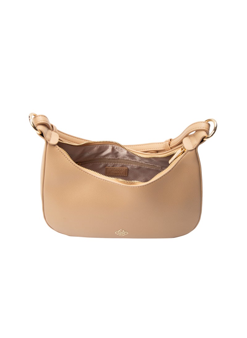 Textured Hobo Bag Beige