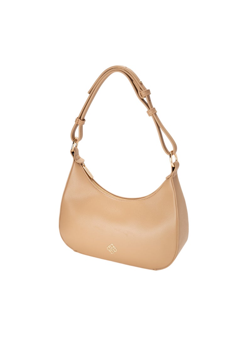 Textured Hobo Bag Beige
