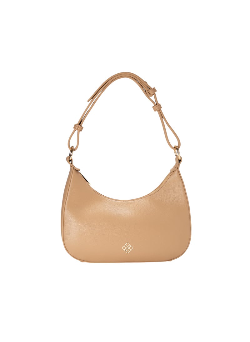 Textured Hobo Bag Beige