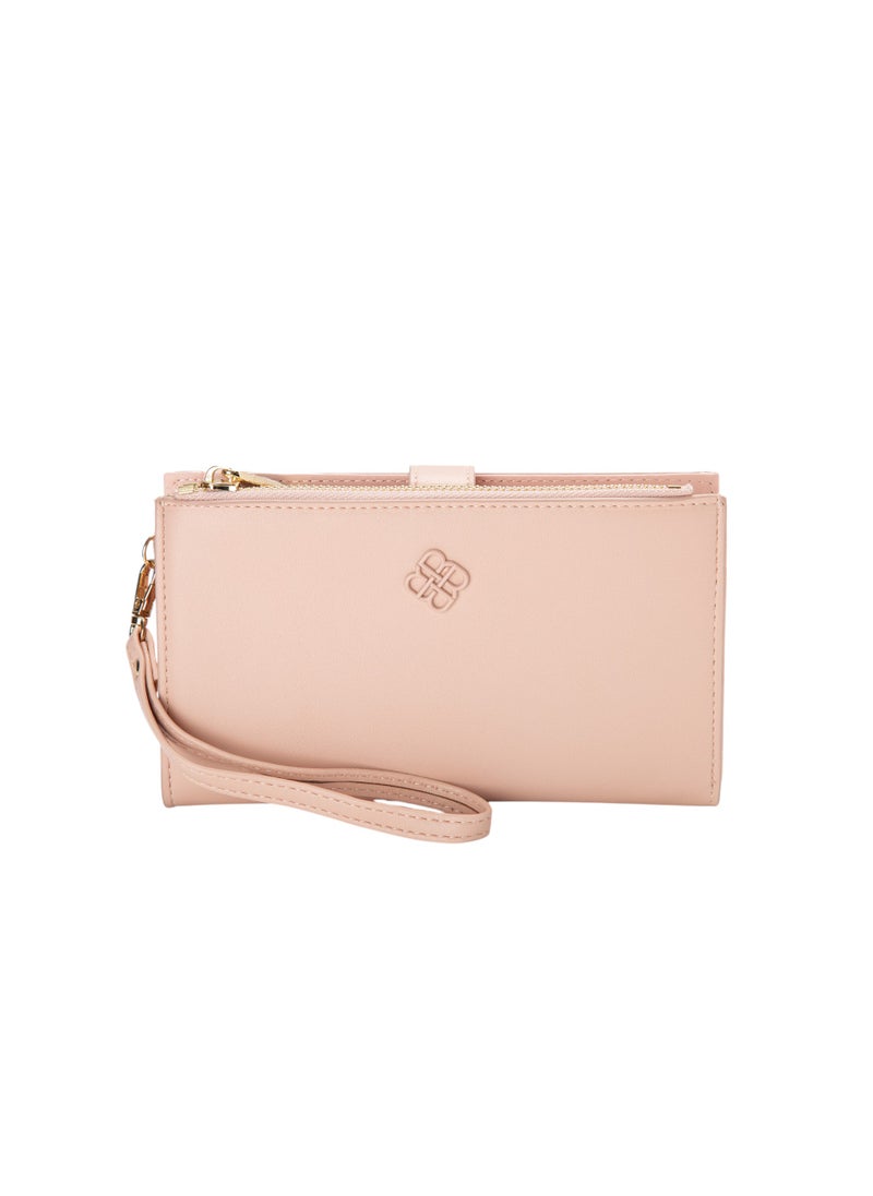 Textured Wallet with Strap Pink