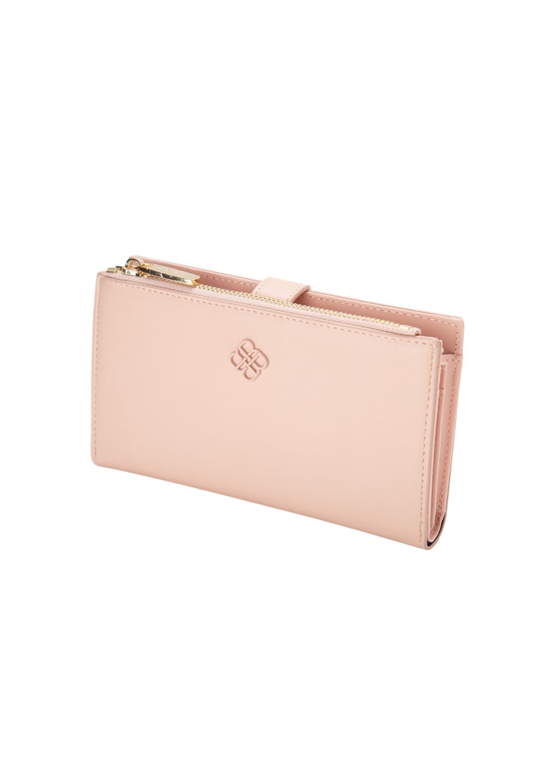 Textured Wallet with Strap Pink