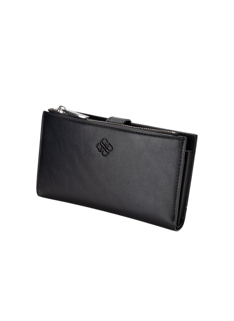 Textured Wallet with Strap Black