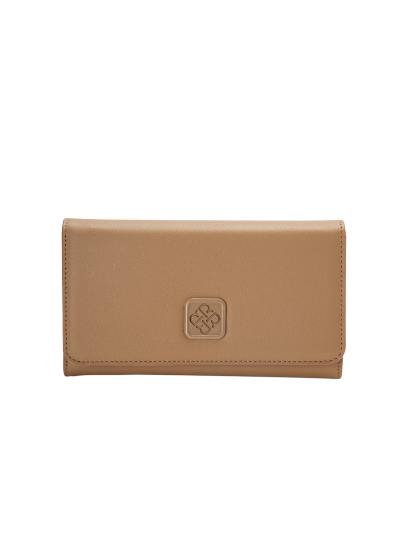Textured Tri-Fold Wallet Beige