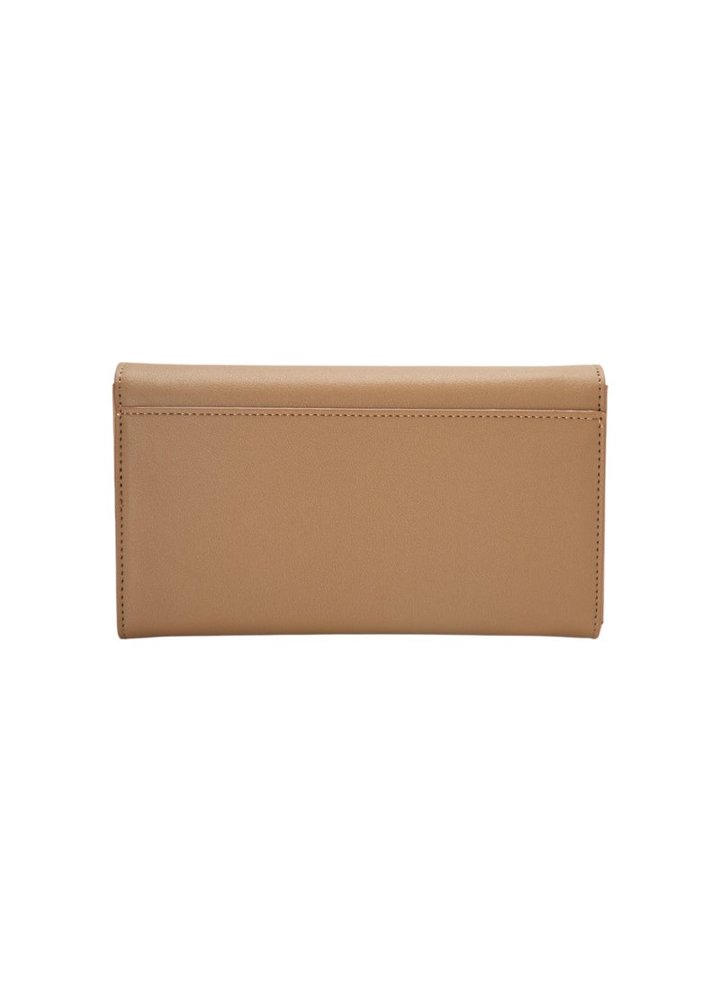 Textured Tri-Fold Wallet Beige