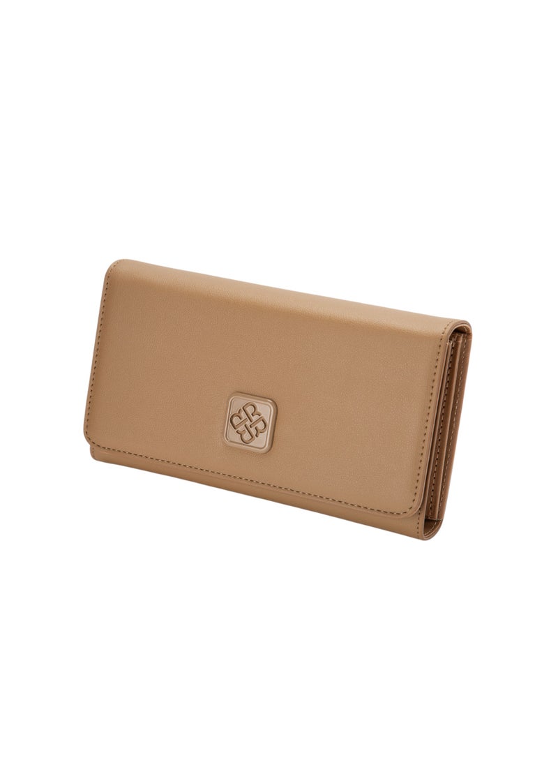 Textured Tri-Fold Wallet Beige