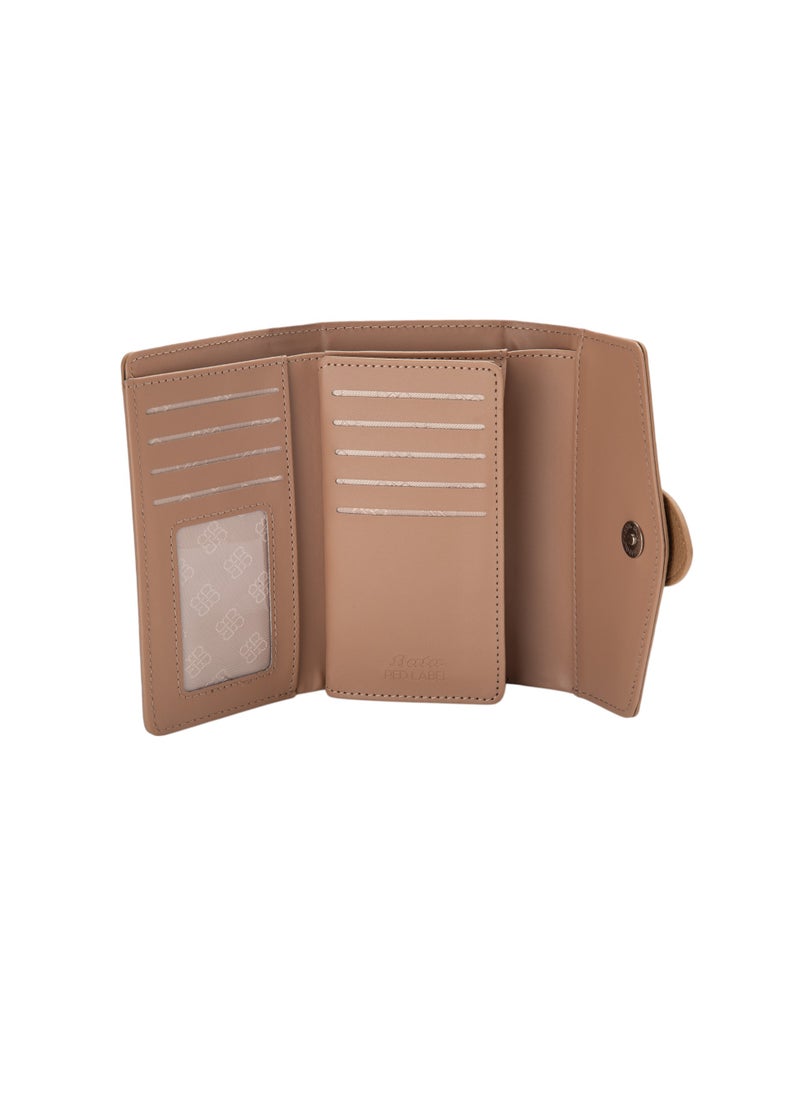 Textured Tri-Fold Wallet Beige