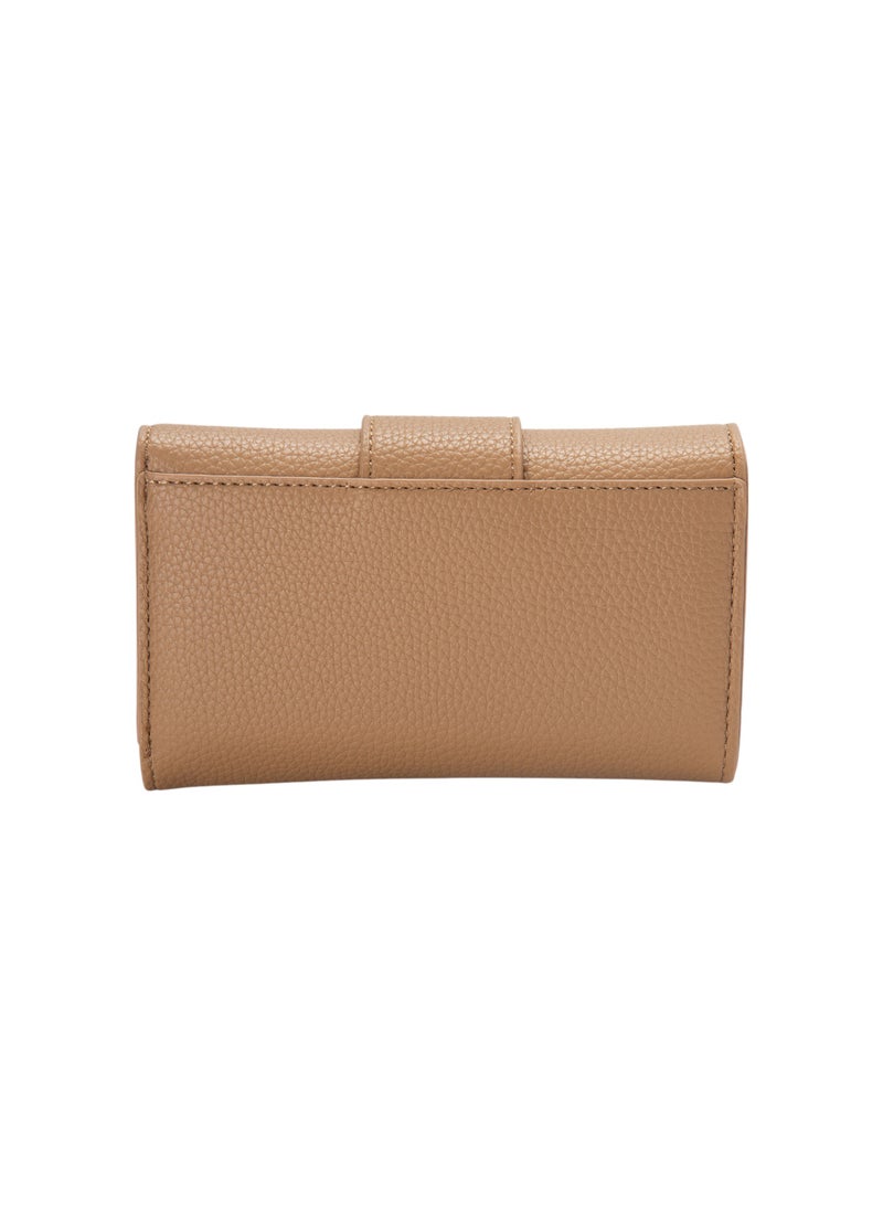 Textured Tri-Fold Wallet Beige