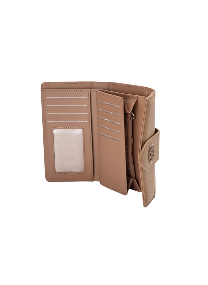 Textured Tri-Fold Wallet Beige
