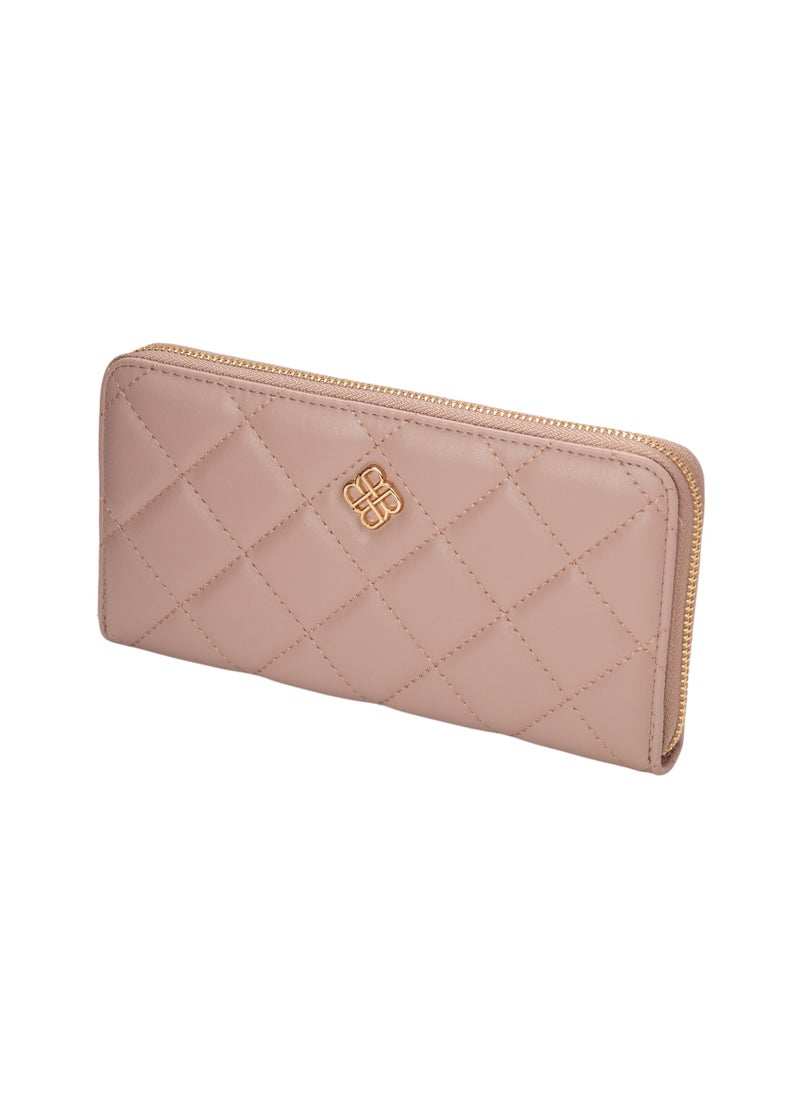 Quilted Zipper Wallet Pink