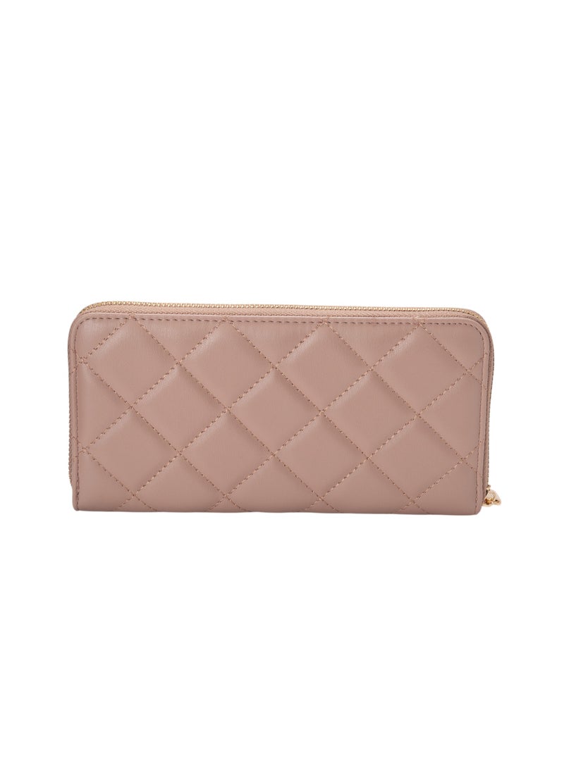 Quilted Zipper Wallet Pink