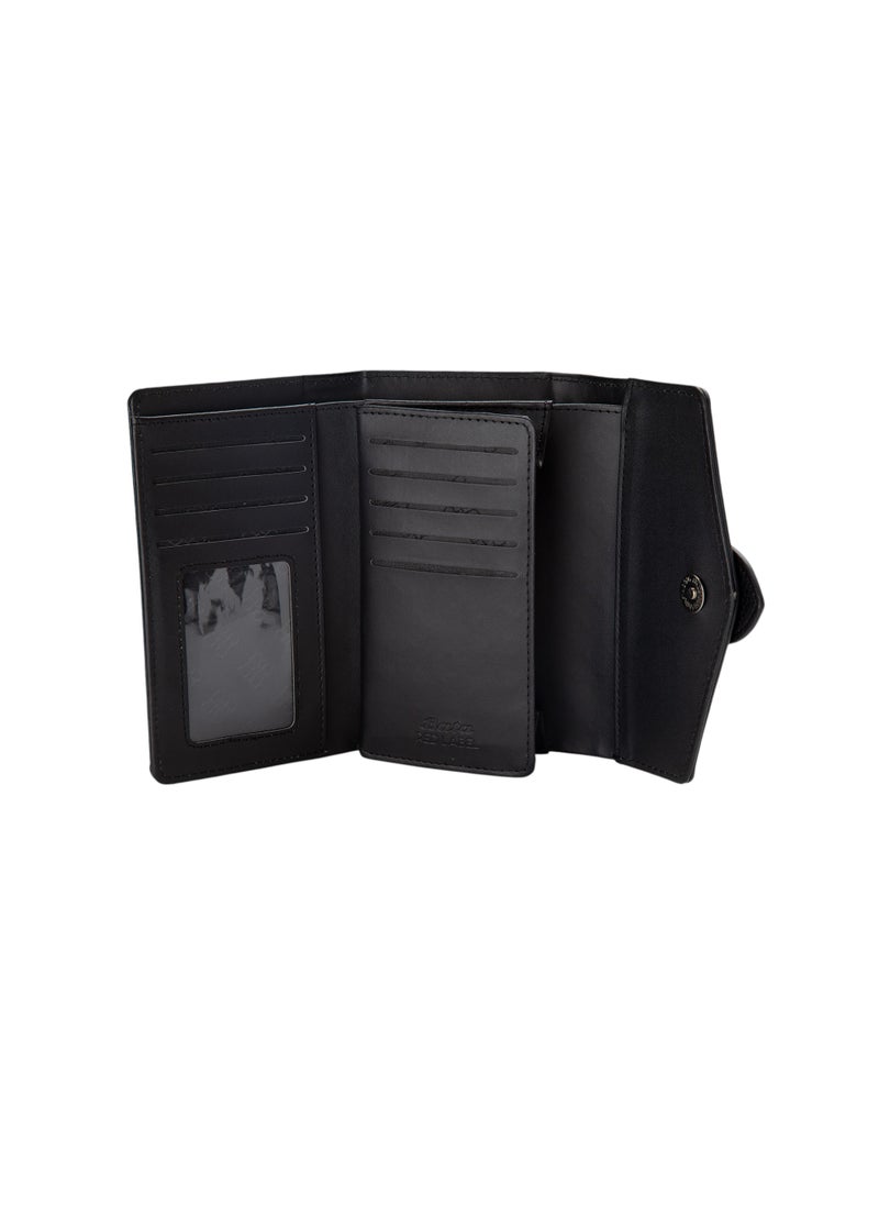 Textured Tri-Fold Wallet Black