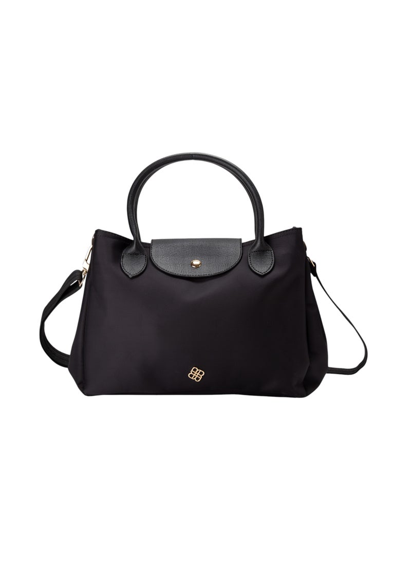 Casual Top Handle Bag with Strap Black