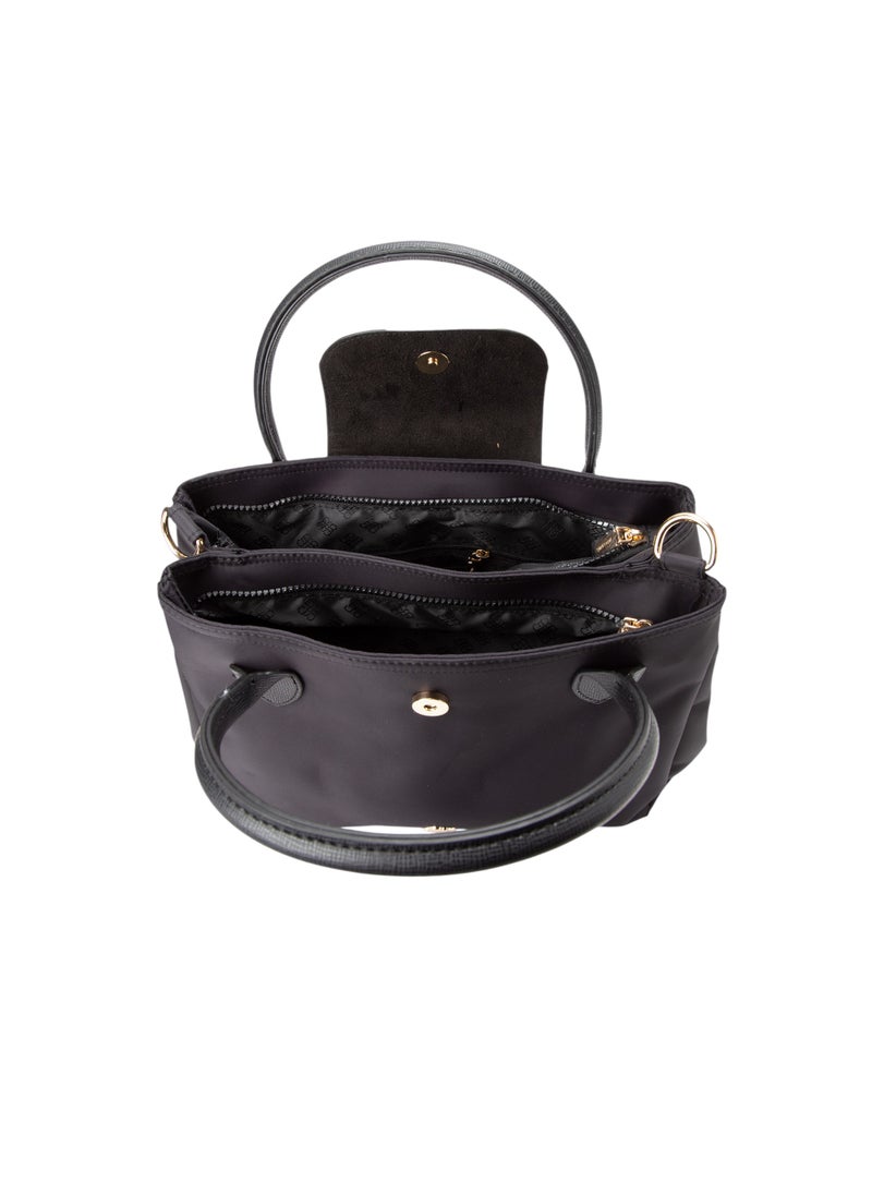 Casual Top Handle Bag with Strap Black