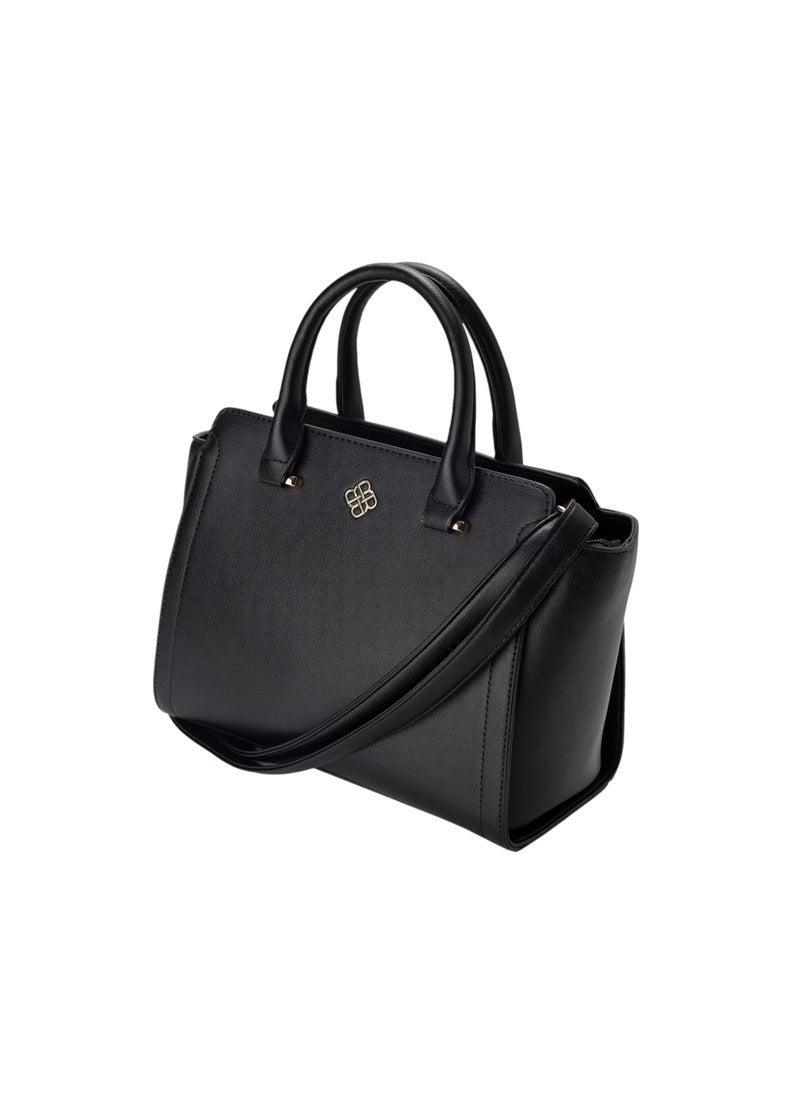 Textured Top Handle Bag Black