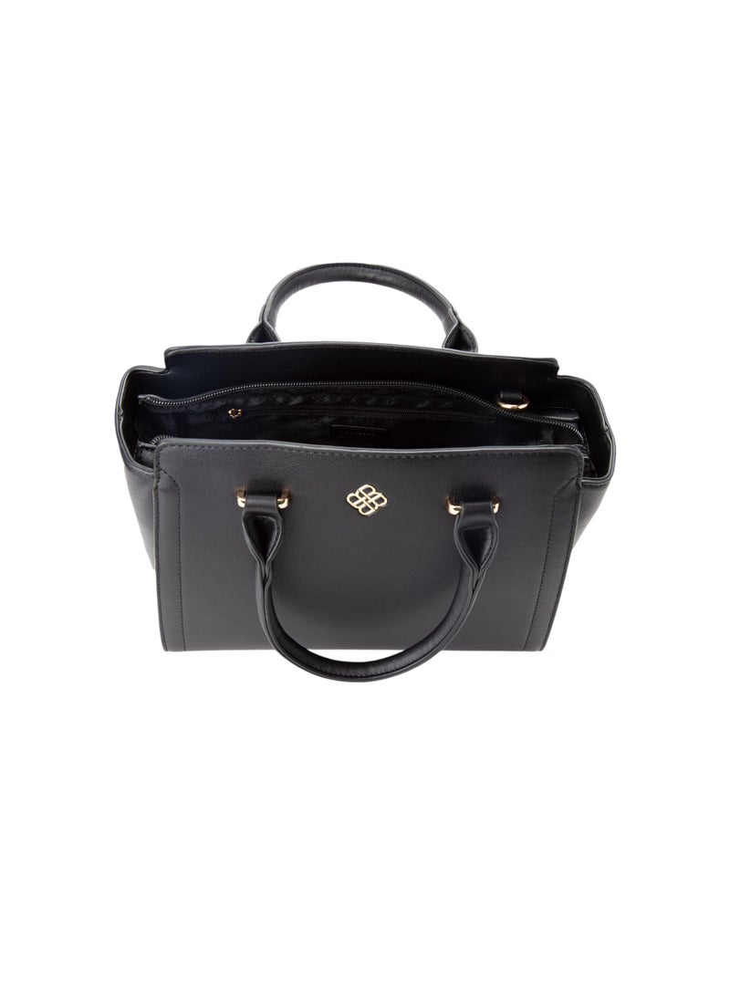 Textured Top Handle Bag Black