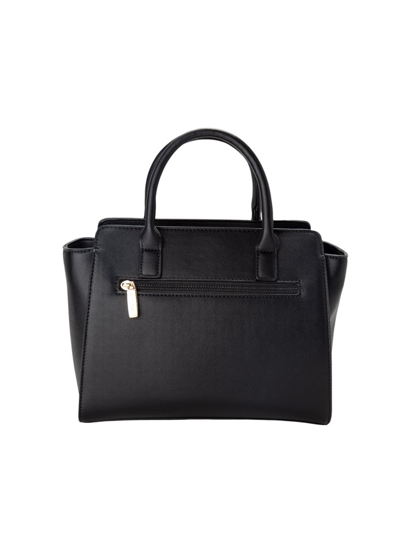 Textured Top Handle Bag Black