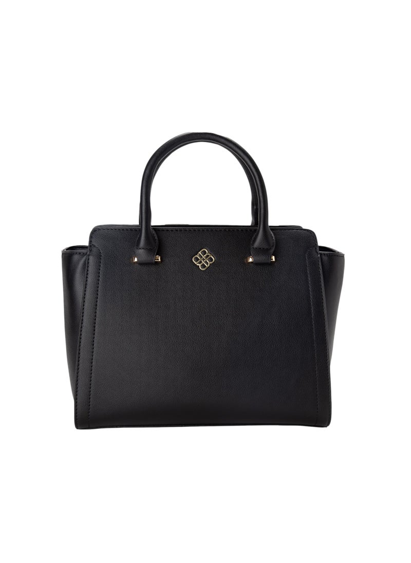 Textured Top Handle Bag Black