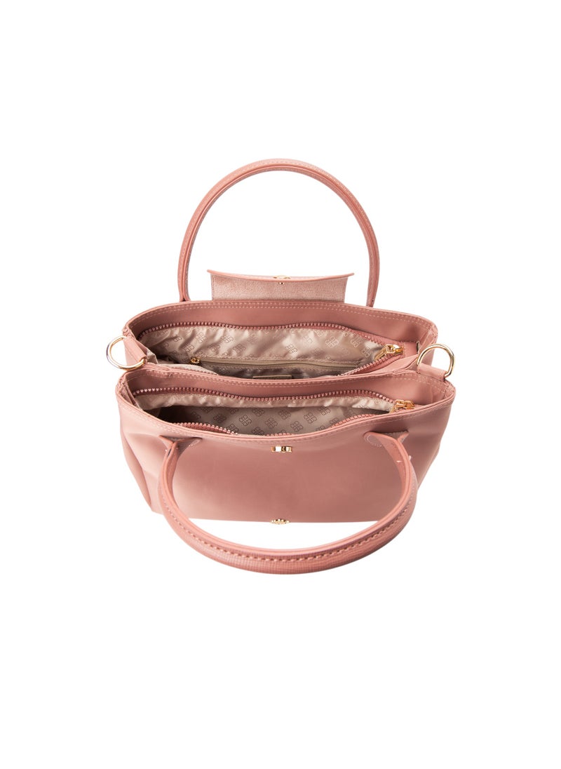Casual Top Handle Bag with Strap Pink