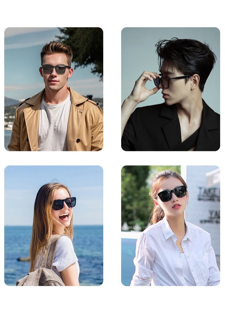 Smart Glasses with AI, Polarized Sunglasses with Bluetooth Speaker, Athletic, Outdoor, Sports UV Protection and Voice Control, Smart AI translation Glasses and Headphones, Translation in 144 languages, AI Chat, Music, Assistant via Bluetooth 5.4 - Black