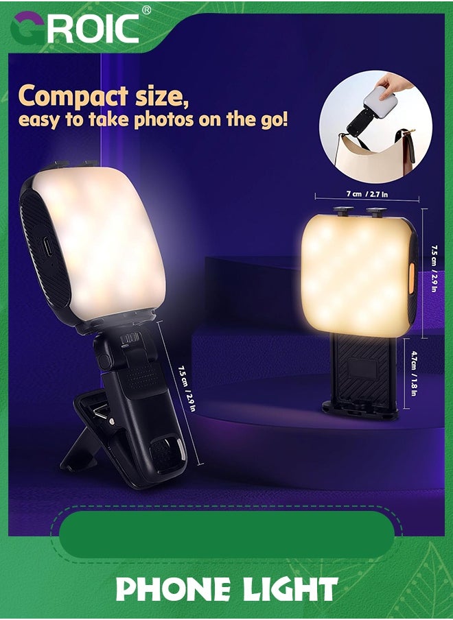 Retractable Phone Light, 3 Light Modes, 13 RGB Portable Selfie Light，Rechargeable for iPhone，Phone, iPads, Laptops Selfies, TiKTok, Volg, Makeup, Video Conferencing