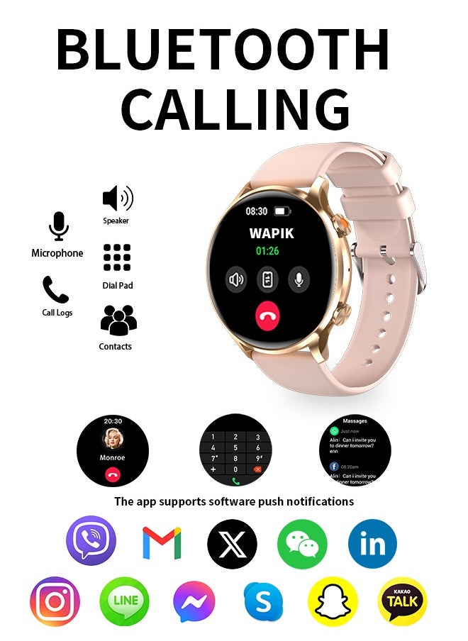 Korean Brand Smart Watch Y5，Business Smartwatch, Waterproof Fitness Watch, Bluetooth Calling, Compatible with Android and iOS,Smartwatch For Men, Zinc Alloy Vacuum Plating, Heart Rate Monitoring，Gold