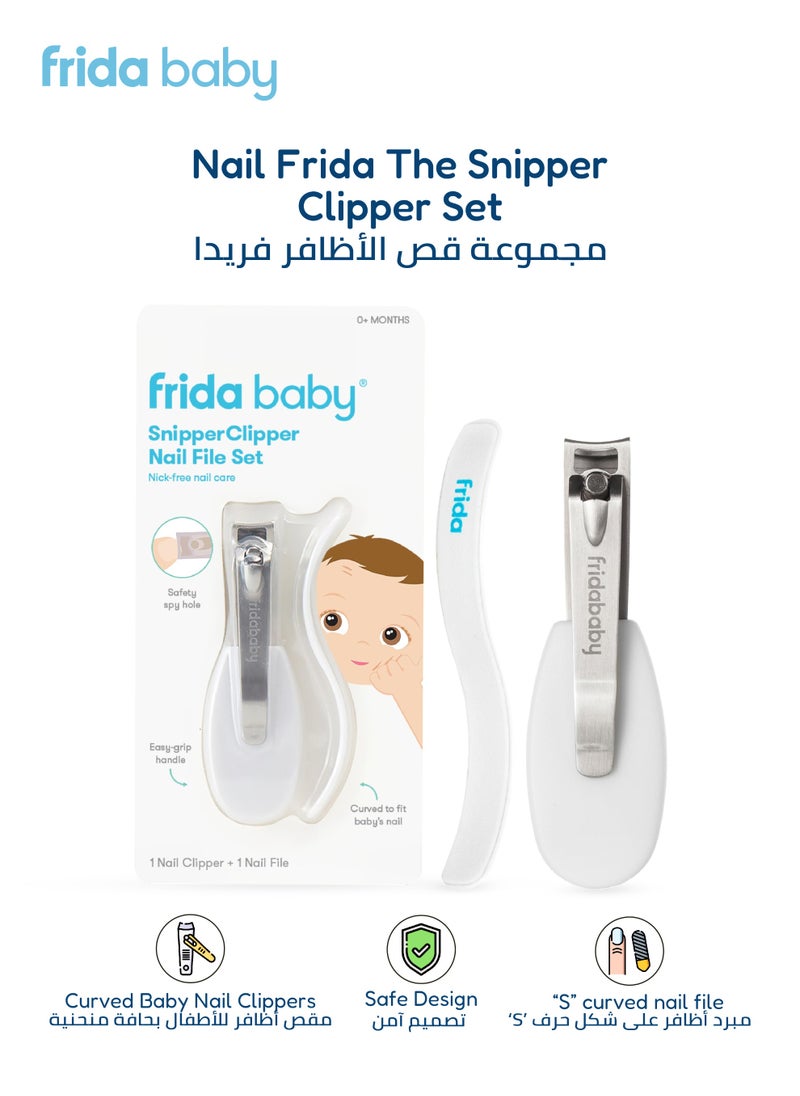 NailFrida Snipper Clipper Set – Baby Nail Clipper with Safety Spy Hole & Curved S-File for Newborns & Infants – Nick-Free, Easy-Grip, Safe Nail Care Kit