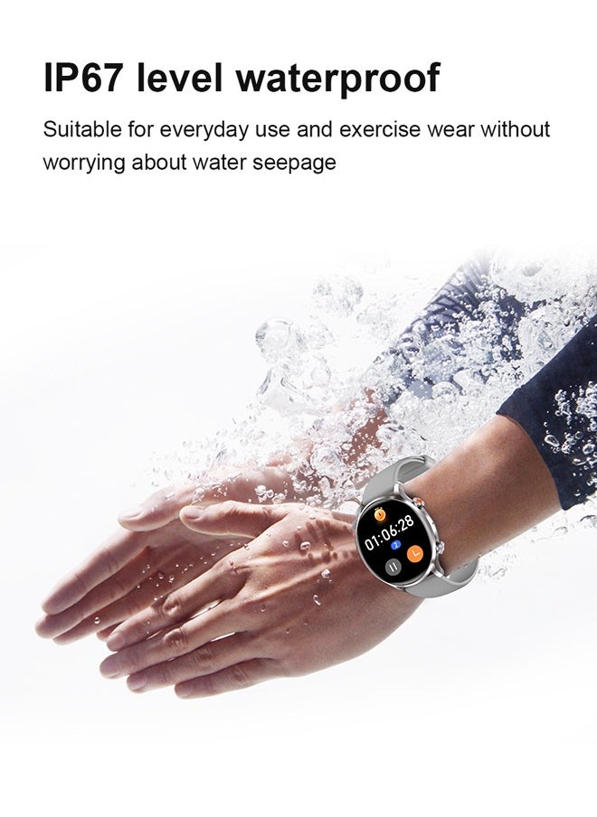 Korean Brand Smart Watch Y5, Business Smartwatch, Waterproof Fitness Watch, Bluetooth Calling, Compatible with Android and iOS, Smartwatch For Men, Zinc Alloy Vacuum Plating, Heart Rate Monitoring, Silver.