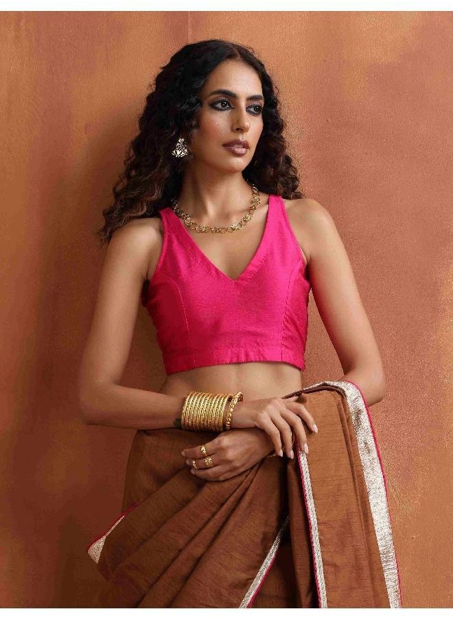Pink Silk Sleeveless Blouse