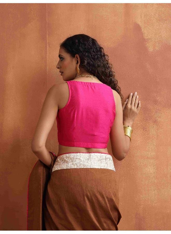 Pink Silk Sleeveless Blouse