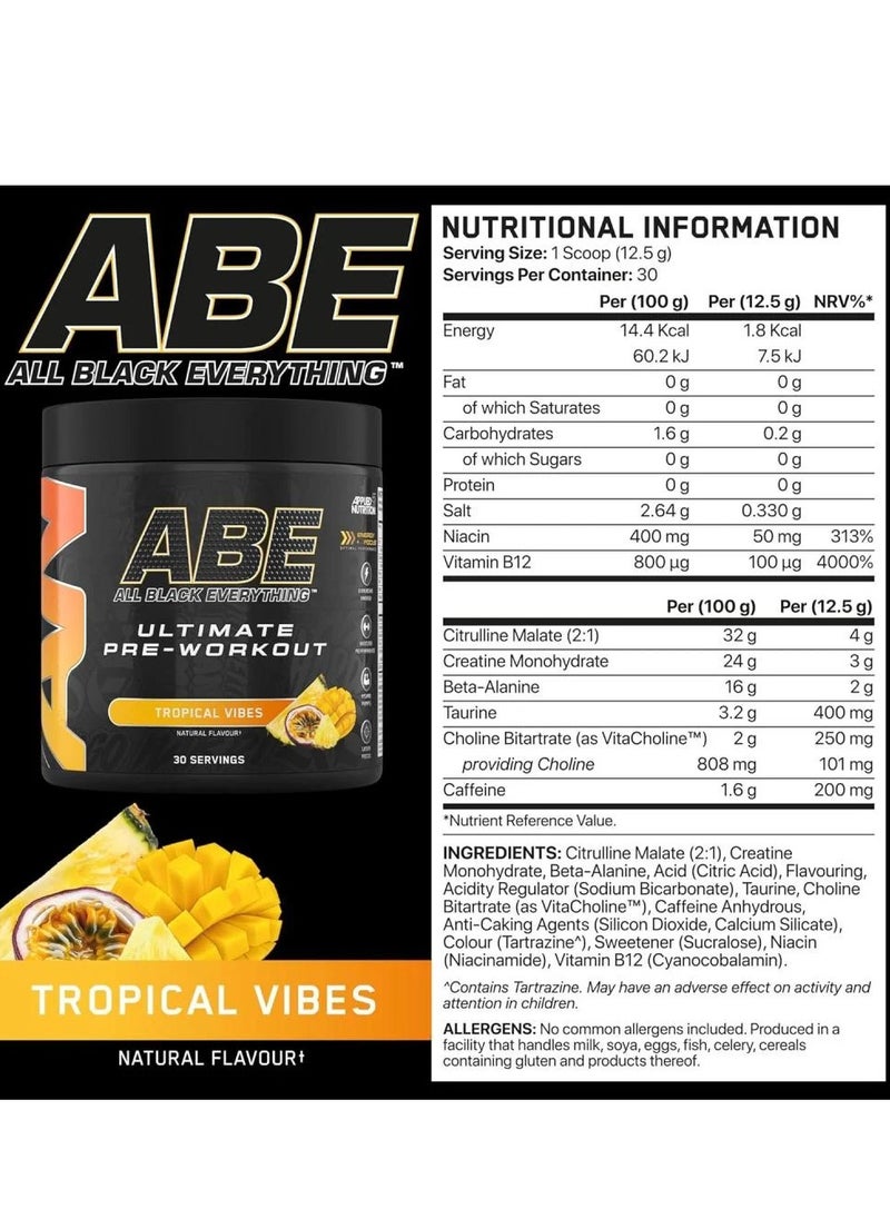 Abe Pre Workout,  Tropical Vibes, 30 Servings 375 gm