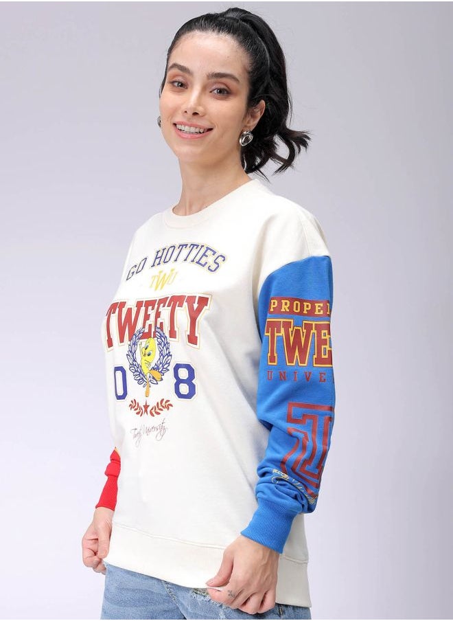 Women Boxy Fit Looney Tunes Oversized Sweatshirt
